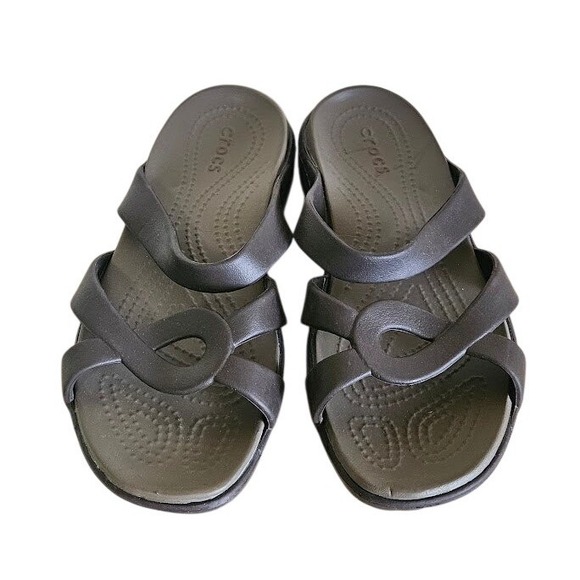 CROCS Shoes - Crocs Meleen Twist Sandals Womens 7 Espresso Dark Brown Slide Strappy